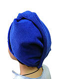 Рушник - чалма для сушіння волосся з мікрофібри (синя), фото 3