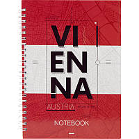 Блокнот на спирали клетка твердая обложка А5 96 листов Vienna