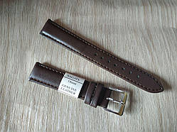 Шкіряний ремінець для наручних годинників — "Nagata" 18 мм Spain — темно-коричневий гладкий