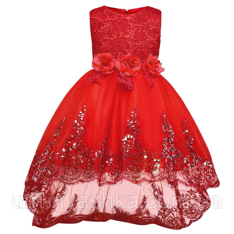 Дитяча сукня видовжене ззаду Червоне на зріст 104-116