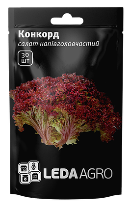 Насіння Салат Лолло росса Конкорд 30шт LEDAAGRO, фото 1