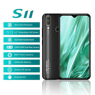 Смартфон Leagoo S11 Black 4\64Gb 8ядер Android 9 + чехол НОВИНКА, фото 1