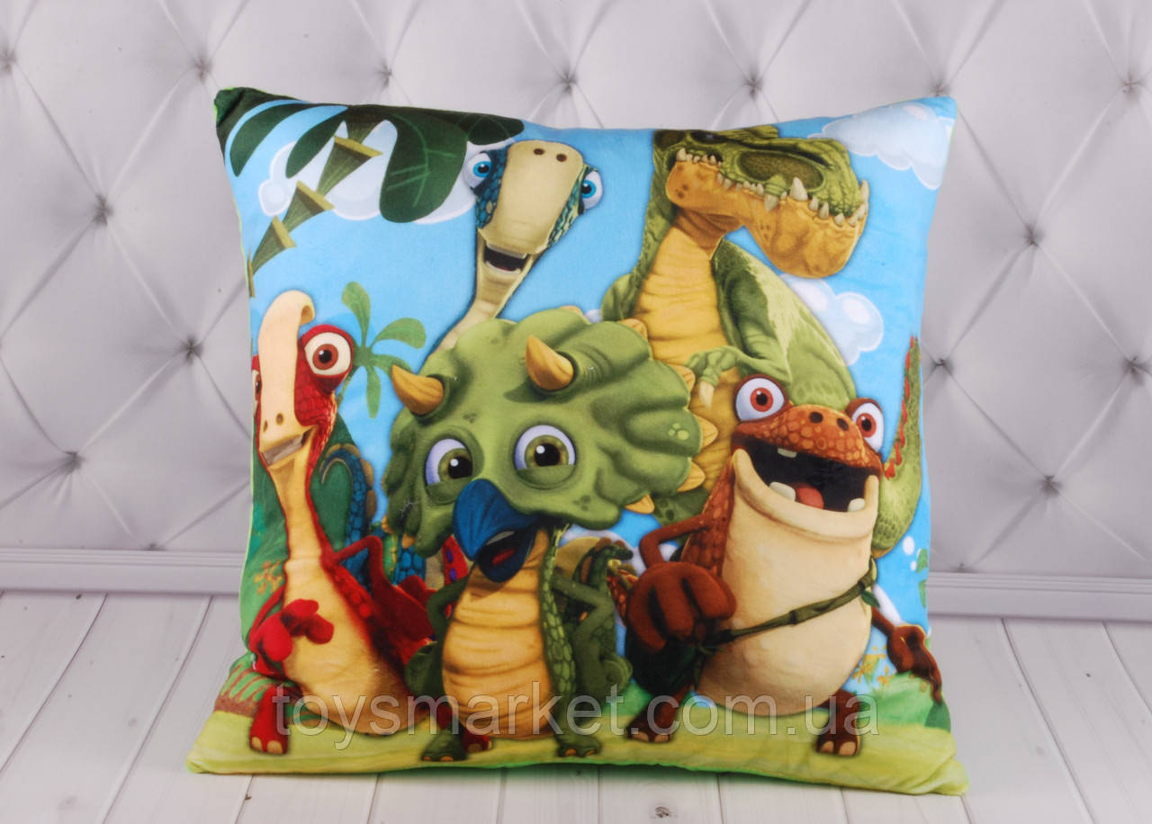 Дитяча подушка "Динозаври", подушка з динозаврами, 36 см.