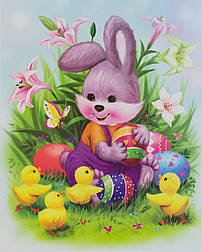 Лист з декоративними пасхальними наліпками на вікно, заєць та качки, 30x42 см, ПВХ, папір (070274-1)