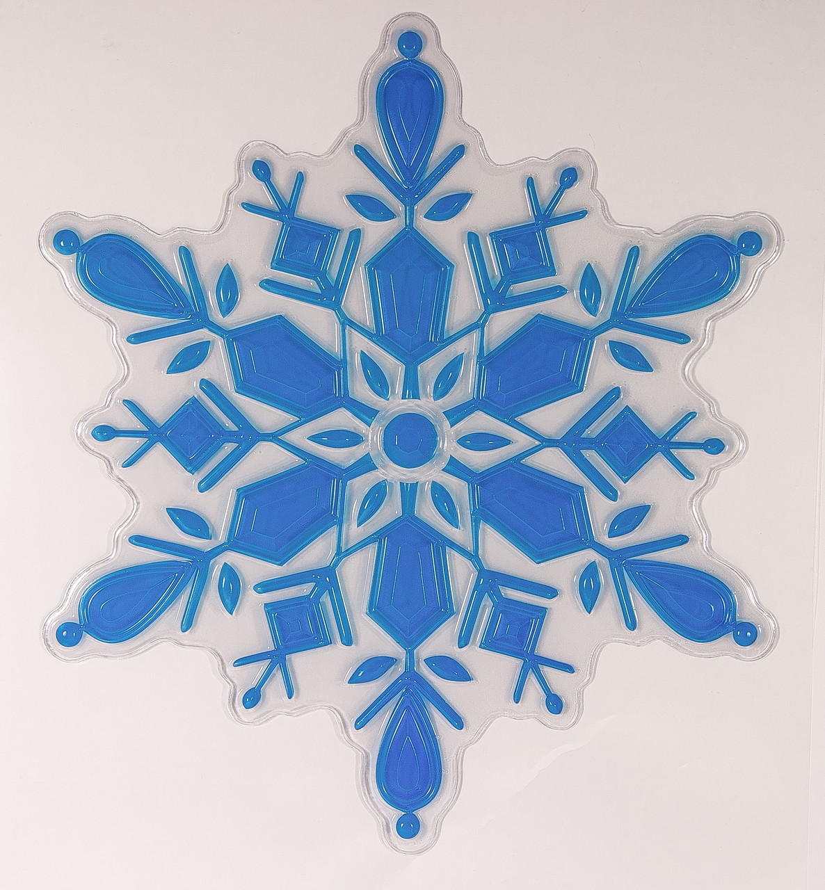 Новорічна прикраса - наліпка на вікно сніжинка, 24x20 см, синій, ПВХ, PET (070342-1)