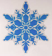 Новогоднее украшение - наклейка на окно снежинка, 24x20 см, синий, ПВХ, PET (070342-1)