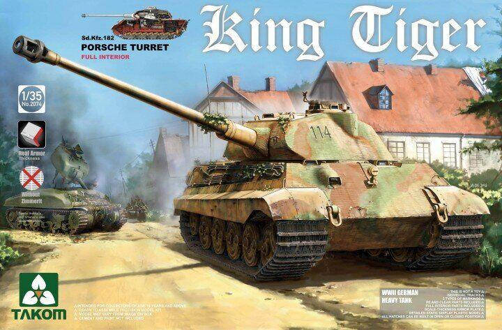 Королівський Тигр Sd.Kfz.182 з вежею Хеншель із повним інтер'єром. 1/35 TAKOM 2074, фото 1