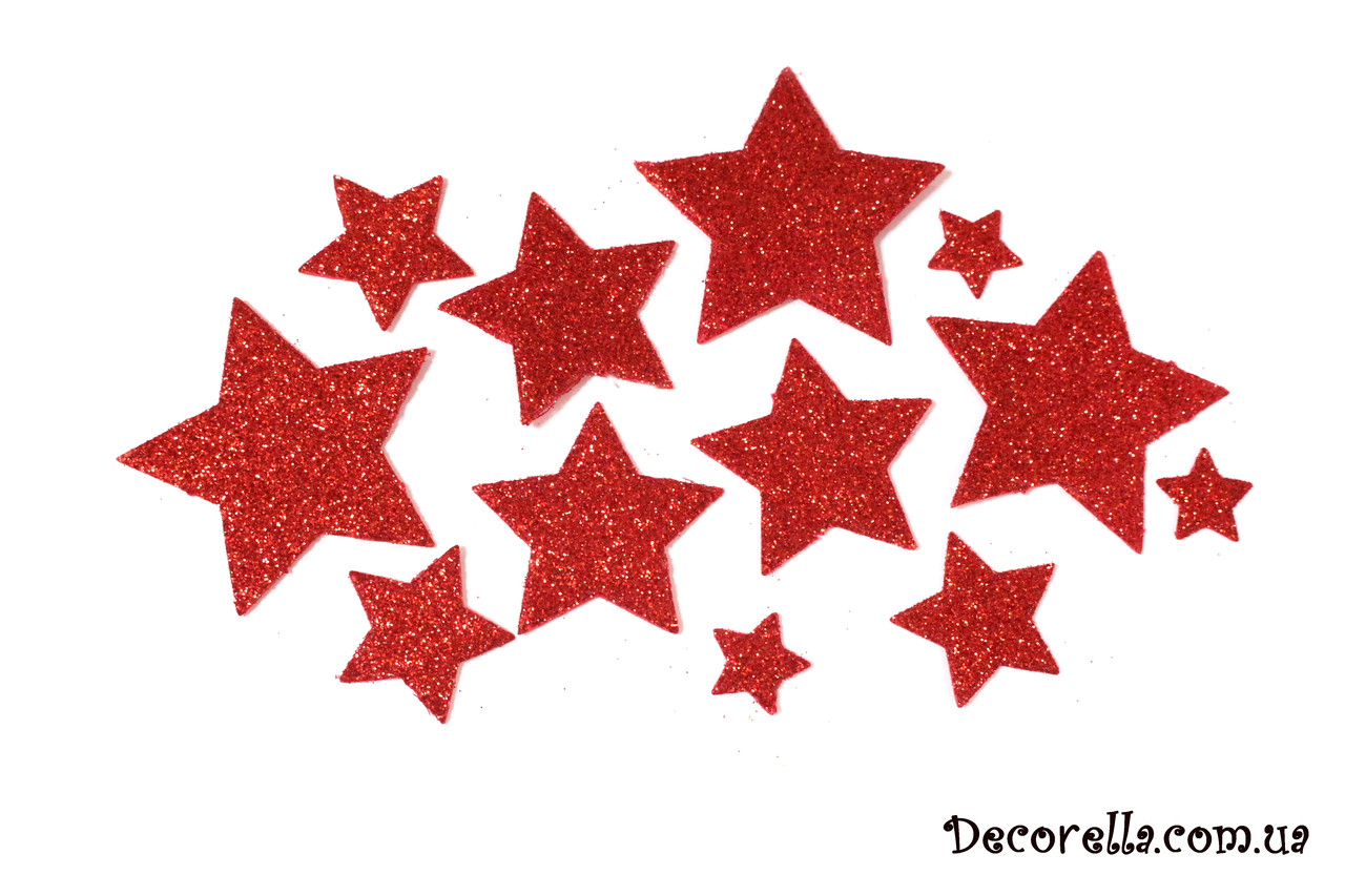 Зірки з фоамирана червоні, 12шт, фото 1