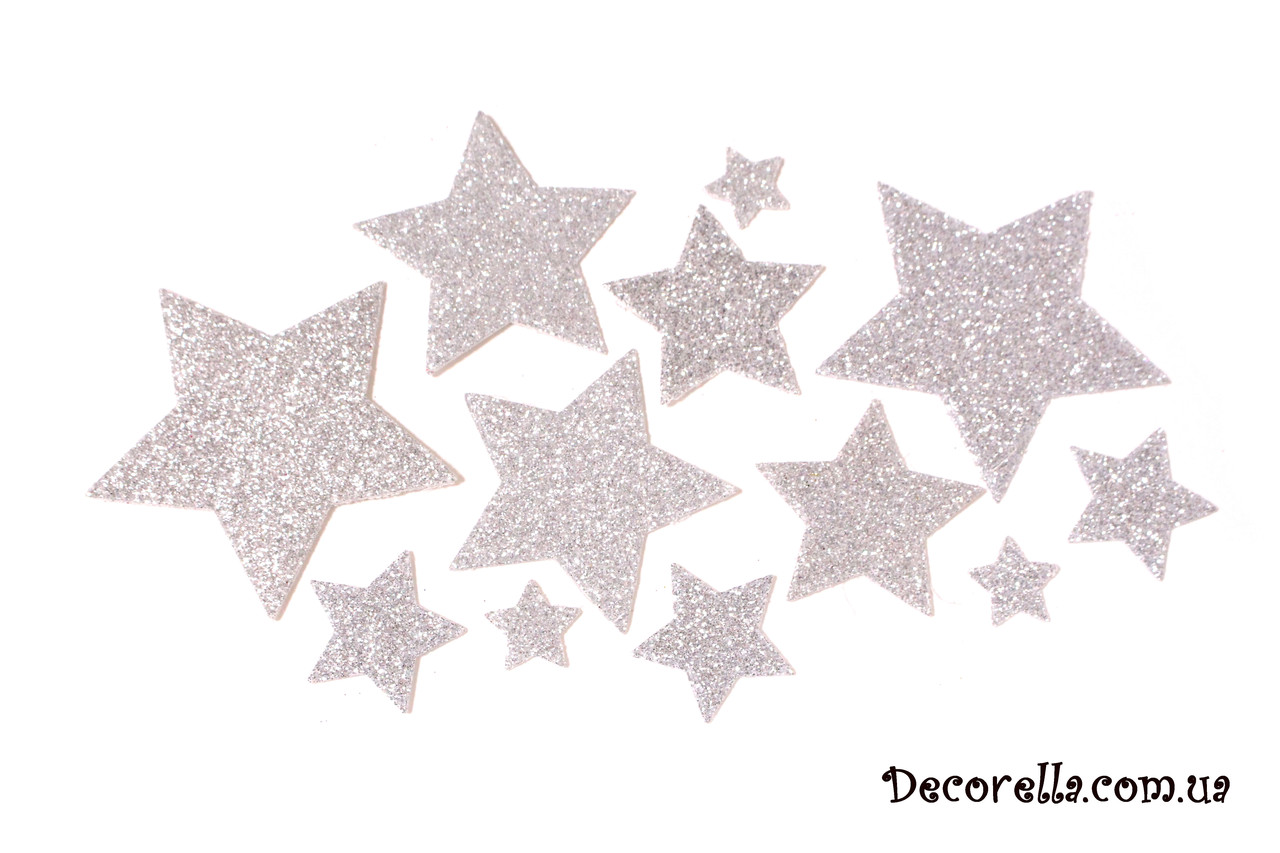 Зірки з фоамирана срібло, 12шт, фото 1