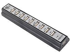 Usb хаб кабельний подовжувач 10 портів HLV HUB 220V Black, фото 4