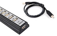 Usb хаб кабельний подовжувач 10 портів HLV HUB 220V Black, фото 5