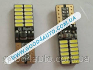 Лампа світлодіодна W5W W2, 1*9,5 D 24SMD (40/14)+обманка T10 24SMD, фото 1