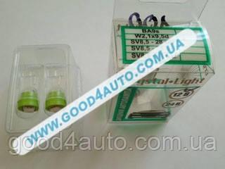 Лампа світлодіодна W5W W2 1*9,5 D 12V Зелений (CL) W5W 1SMD(50/50), фото 1