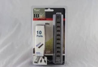 Usb хаб кабельний подовжувач 10 портів HLV HUB 220V Black, фото 1