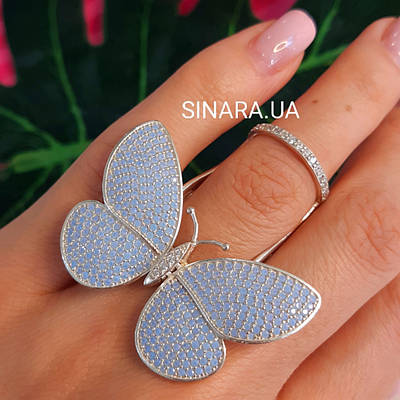 Срібне кільце Метелик з рухомими крильцями - Літаюча Метелик брендове кільце на фалангу
