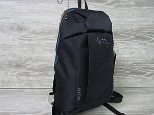 Тканинній рюкзак чорного кольору з вишивкою фірмового Wallaby і додатковою кишенею спереду Сірий, фото 3