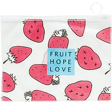 Косметичка жіноча силіконова прозора з малюнком Полунички 31,4*23,6 см (розмір L)