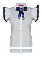 Детская школьная блуза для девочки с коротким рукавом от BEAR RICHI 783316 | 122-158р.