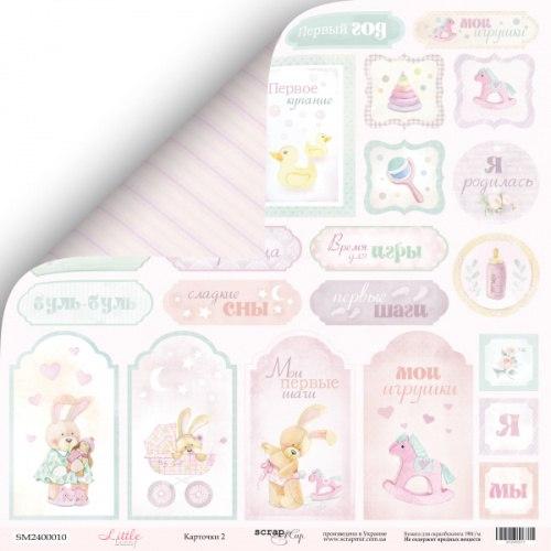 Аркуш двостороннього паперу 30х30 см від Scrapmir "Little Bunny" картки 2 — 1 шт. SM2400010