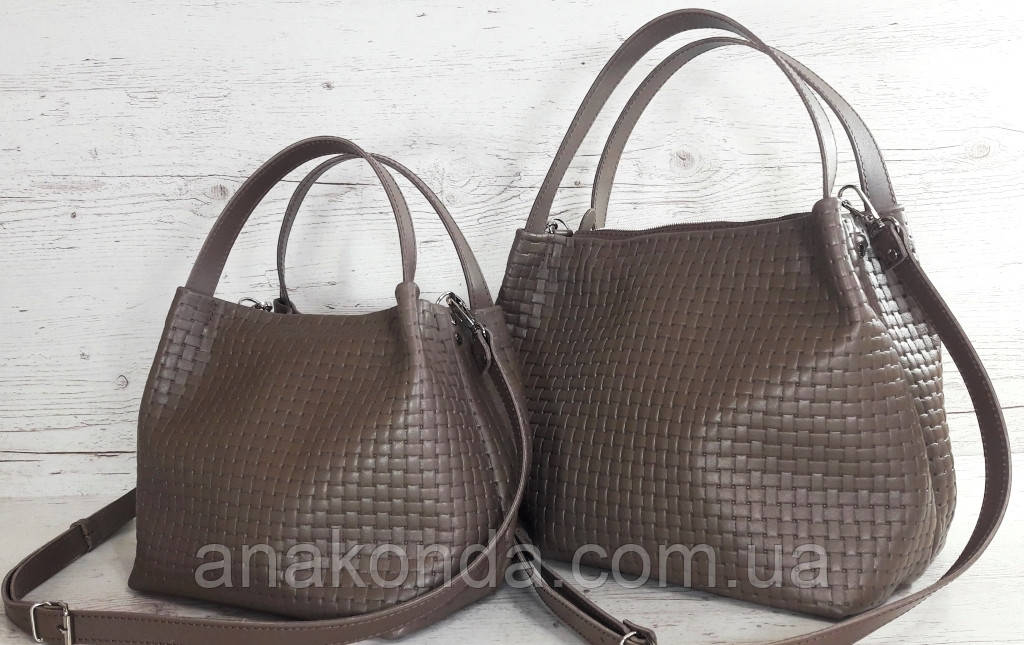 523-XL Натуральна шкіра Сумка жіноча кавова з тисненням 3D шкіряна бежева жіноча сумка м'яка коричнева