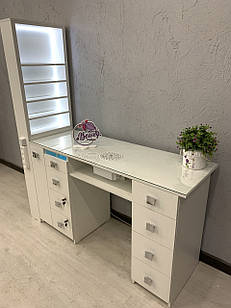 Професійний манікюрний стіл з потужною витяжкою, підсвічуванням і УФ лампою