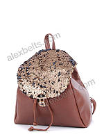 Рюкзак жіночий з двосторонніми паєтками (коричневий)