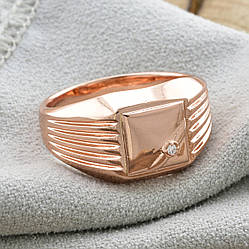 Каблучка 13692 ширина 12 мм білий фіаніт позолота РО розмір 24