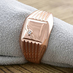 Каблучка 13692 ширина 12 мм білий фіаніт позолота РО розмір 20