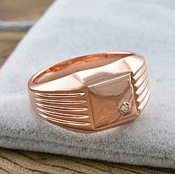 Каблучка 13692 ширина 12 мм білий фіаніт позолота РО розмір 23