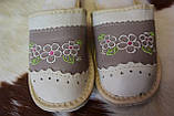 Тапочки жіночі шкіряні з натуральною овчиною., фото 3