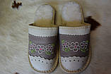 Тапочки жіночі шкіряні з натуральною овчиною., фото 4