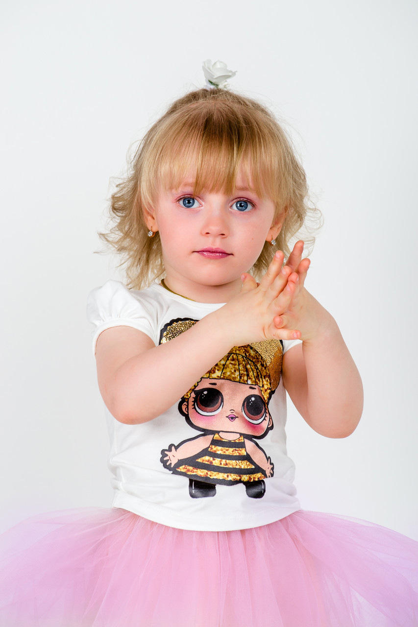Стильний дитячий комплект для дівчинки футболка + спідниця BABY ROSE Туреччина 2856 Бежевий
