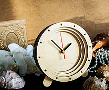 Круглі годинник Камінний годинник Годинник кленові 150 мм Годинник з чорними стрілками Безшумний механізм кварцовий