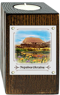 Декоративний підсвічник метал/дерево Хата з озером укп01к/м Тур-Колекшн