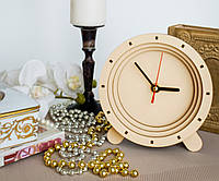 Годинник дерев'яний Круглий годинник Годинник бежевий Годинник настільний Бежевий годинник Годинник без будильника 15 сантиметрів