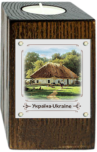 Декоративний підсвічник метал/дерево Хата з сільським подвір`ям укп02к/м Тур-Колекшн