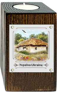 Декоративний підсвічник метал/дерево Хата з вишневим цвітом укп04к/м Тур-Колекшн