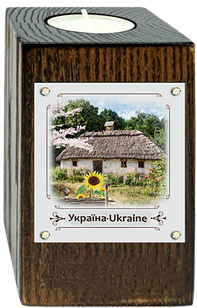 Декоративний підсвічник метал/дерево Хата з соняшником укп05к/м Тур-Колекшн