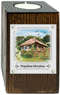 Декоративний підсвічник метал/дерево Хата з мальвами укп06к/м Тур-Колекшн