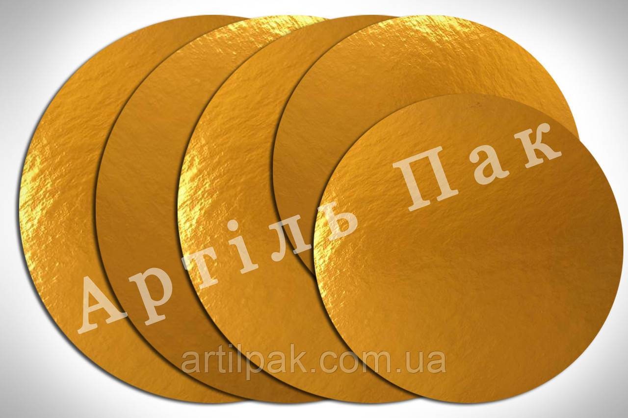 Підкладка картонна під торт і тістечко, золото срібло, Д240мм, фото 1