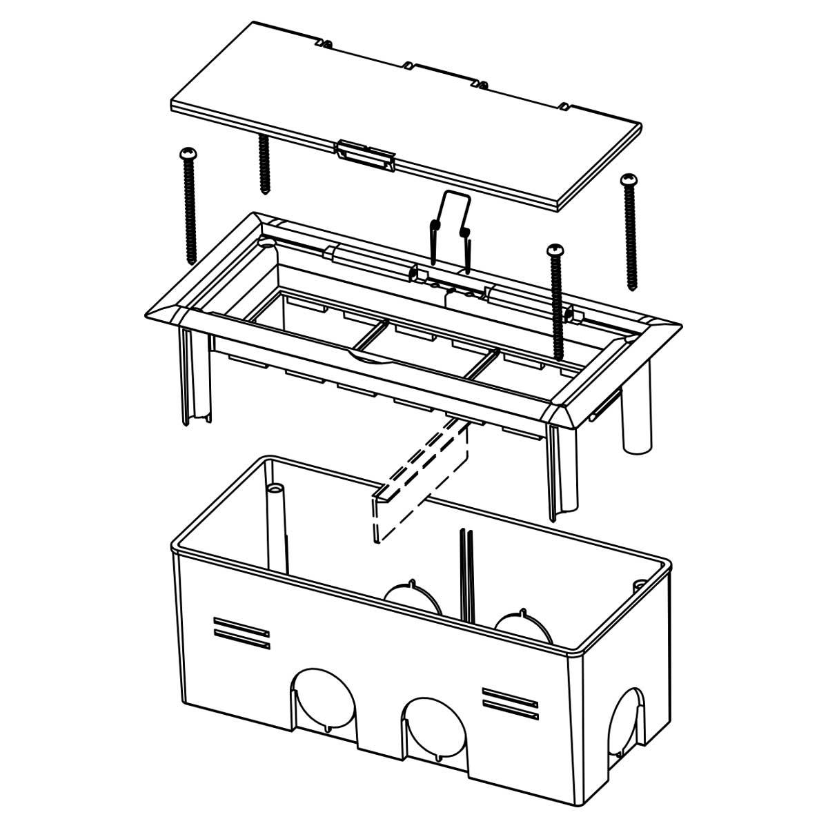 Коробка для приладів в тверді стіни або підлогу; біла; 176х80x68 мм. KOPOBOX MINI B_HB