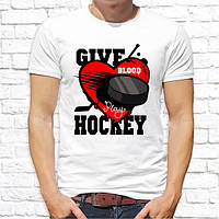 Мужская футболка с принтом Шайба "Give hockey" Push IT