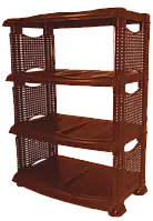Полиця для взуття 4 ярусна ротанг (коричнева), 48х73х33 см, R-Plastic