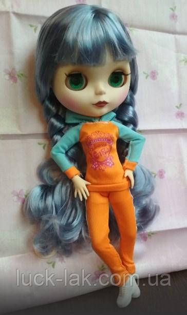 Шарнірна лялька Блайз Blythe Мальва, блакитний колір волосся + 10 пар пензлів, одяг і взуття в подарунок