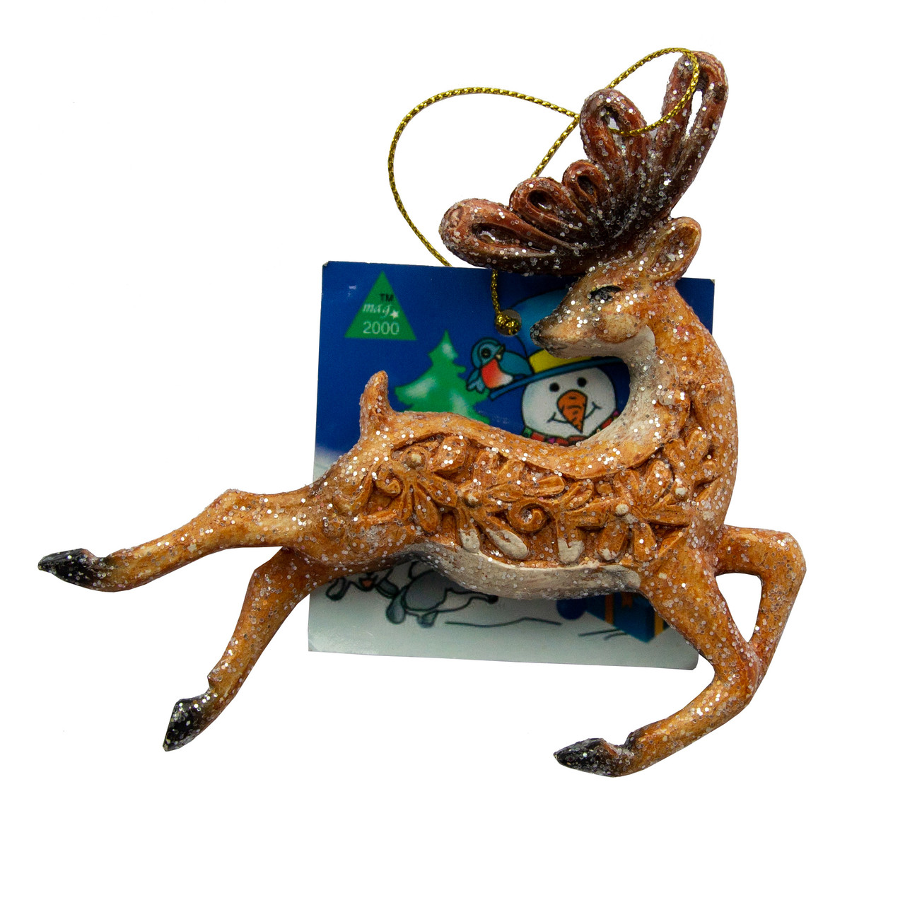 Новорічна ялинкова іграшка - фігурка Олень, що біжить, 11,4 см, коричневий, пластик (190019-1), фото 1