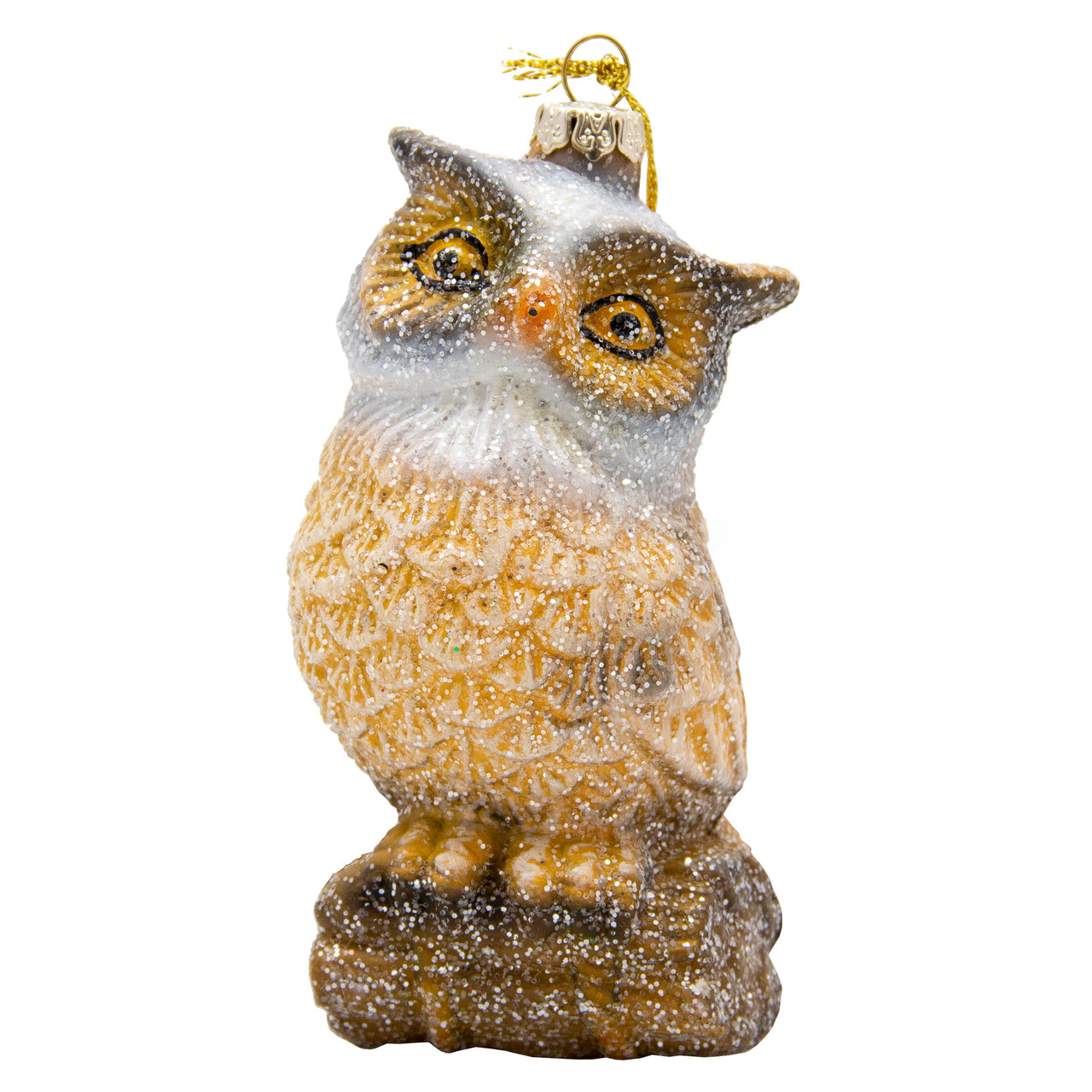 Новорічна ялинкова іграшка - фігурка Сова, 12 см, бежевий, пластик (190156), фото 1