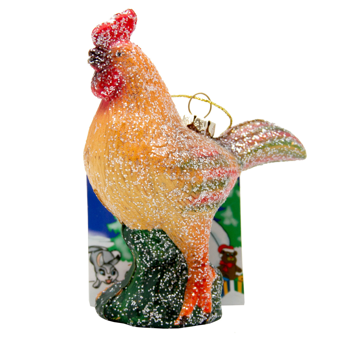 Новорічна ялинкова іграшка - фігурка Півень, 11 см, жовтий, пластик (190194), фото 1