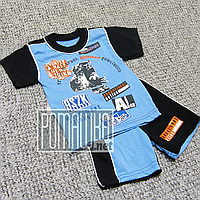 Дитячий літній костюм 80-86 7-12 міс комплект футболка і шорти для хлопчика хлопчикові на літо 2112 Синій