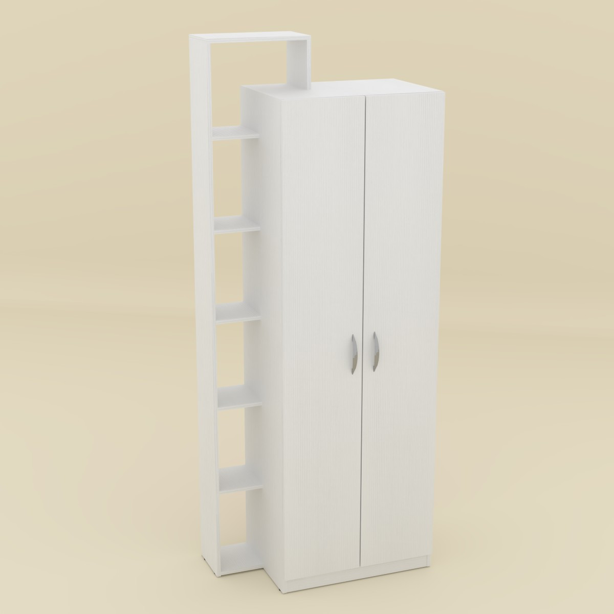Дводверна шафа-9 Компаніт білий для спальні з відкритими поличками
