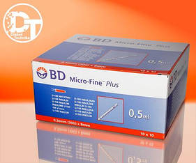 Шприци інсулінові BD Мікро Файн Плюс U-100 0,5 мл (Micro Fine Plus U-100 0,5 ml) — 100 шт.